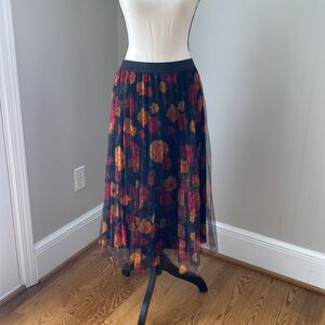 Womens NWT flowered organza skirt Y2K softgirl cottage core grandmacore black